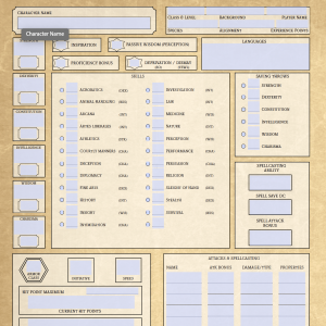 Form-fillable Character Sheet for 5e