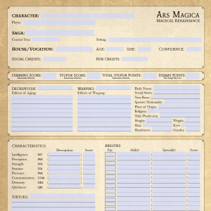 Ars Magica Character Sheet